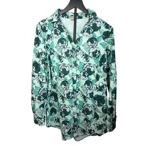 Duluth trading womens sidewinder long sleeve green floral button up.  Size S